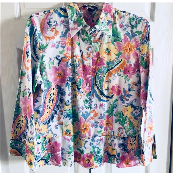 Ralph Lauren Tops - 3 for $25 Floral Parsley Ruffle Blouse Tunic Shirt